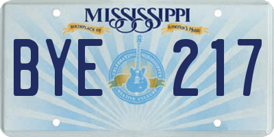 MS license plate BYE217