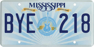 MS license plate BYE218