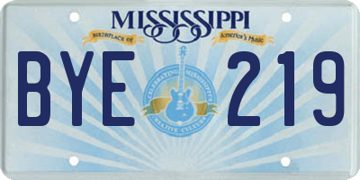 MS license plate BYE219