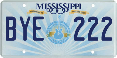 MS license plate BYE222