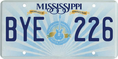 MS license plate BYE226