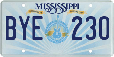 MS license plate BYE230