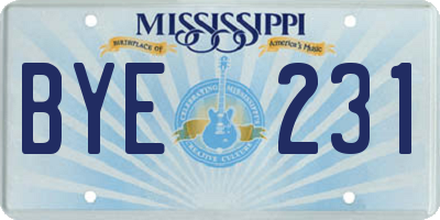 MS license plate BYE231