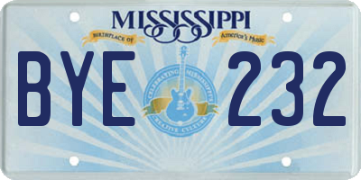 MS license plate BYE232