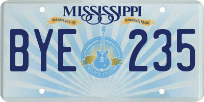 MS license plate BYE235