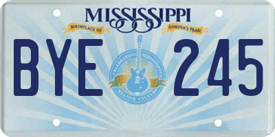 MS license plate BYE245
