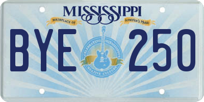 MS license plate BYE250