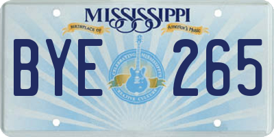 MS license plate BYE265