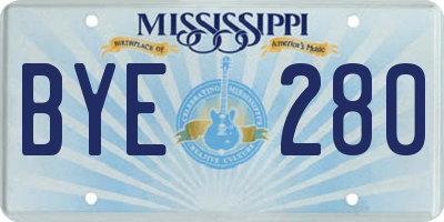 MS license plate BYE280