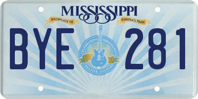 MS license plate BYE281