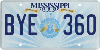 MS license plate BYE360