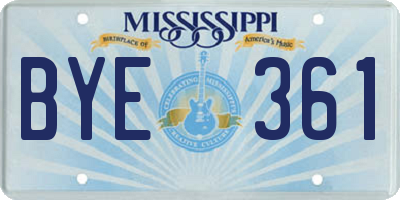MS license plate BYE361