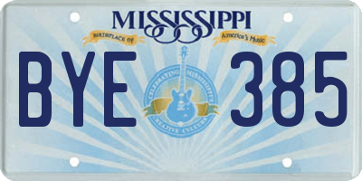 MS license plate BYE385