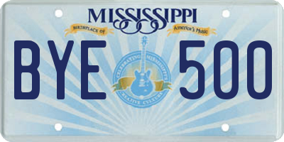 MS license plate BYE500