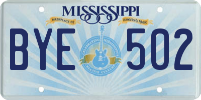 MS license plate BYE502