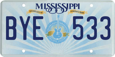 MS license plate BYE533