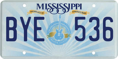 MS license plate BYE536