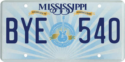 MS license plate BYE540