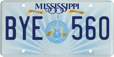 MS license plate BYE560