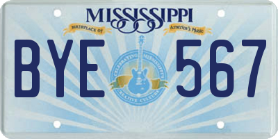 MS license plate BYE567