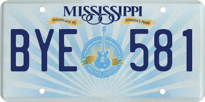 MS license plate BYE581