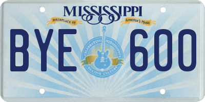 MS license plate BYE600