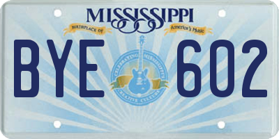 MS license plate BYE602