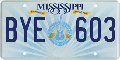 MS license plate BYE603