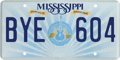 MS license plate BYE604
