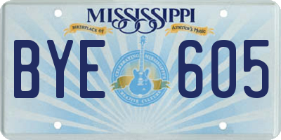 MS license plate BYE605