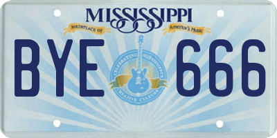 MS license plate BYE666