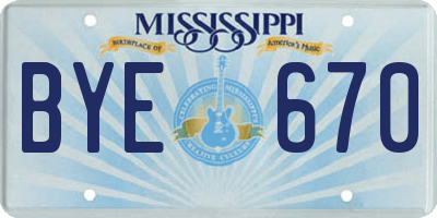 MS license plate BYE670