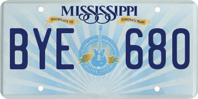 MS license plate BYE680
