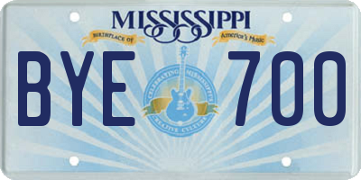 MS license plate BYE700