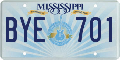 MS license plate BYE701