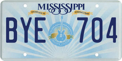 MS license plate BYE704