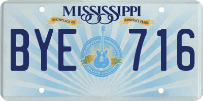 MS license plate BYE716