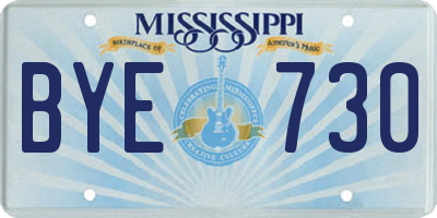 MS license plate BYE730