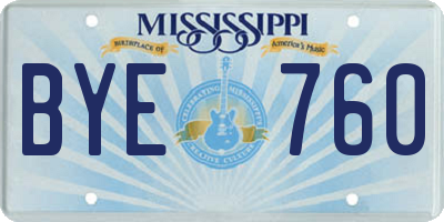 MS license plate BYE760