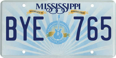 MS license plate BYE765