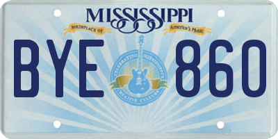MS license plate BYE860