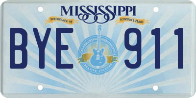 MS license plate BYE911