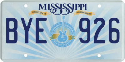 MS license plate BYE926