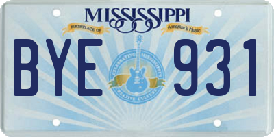 MS license plate BYE931