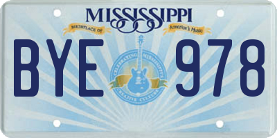 MS license plate BYE978
