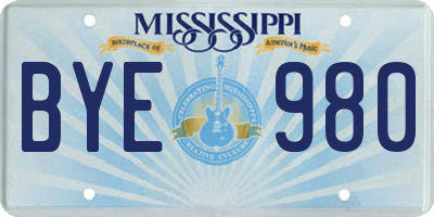 MS license plate BYE980