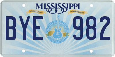 MS license plate BYE982