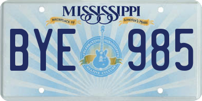 MS license plate BYE985