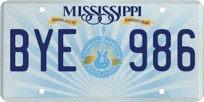 MS license plate BYE986