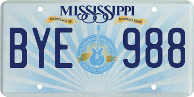 MS license plate BYE988